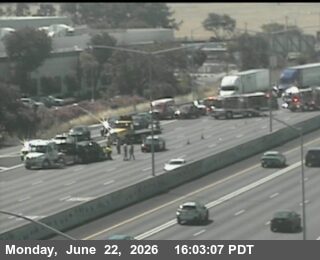 Multiple vehicles and emergency responders in the roadway