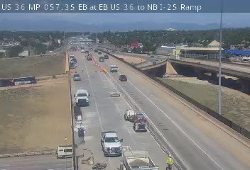 Emergency responders and cones on the eastbound US 36 highway, indicating an incident.