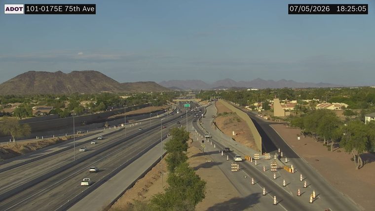 No incident — construction activity with cones and barriers in the right lanes