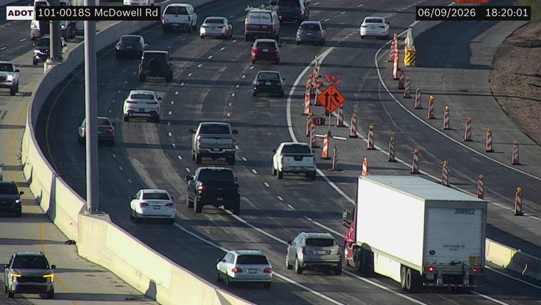 Construction cones and barriers in the right lane