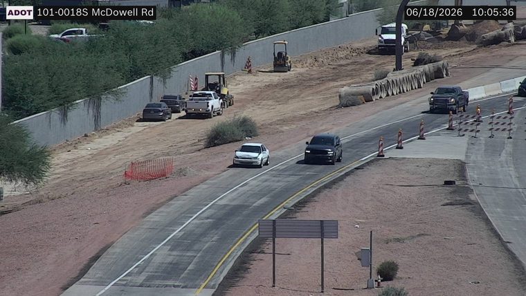 Construction cones and barriers in the right lane