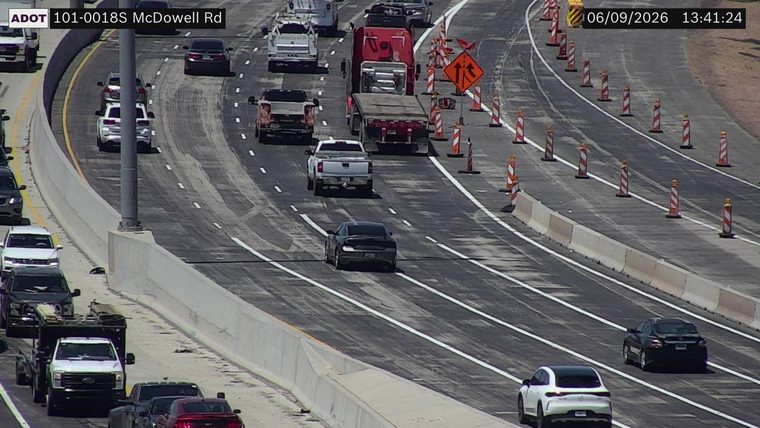 Construction cones and barriers in the right lanes