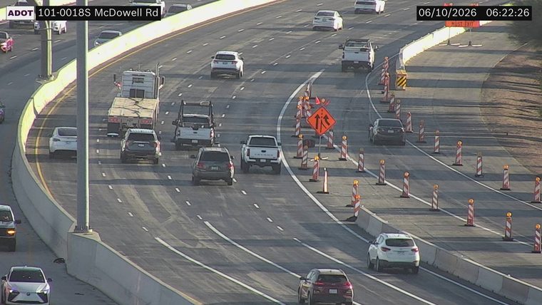 Construction cones and signage in the right lane