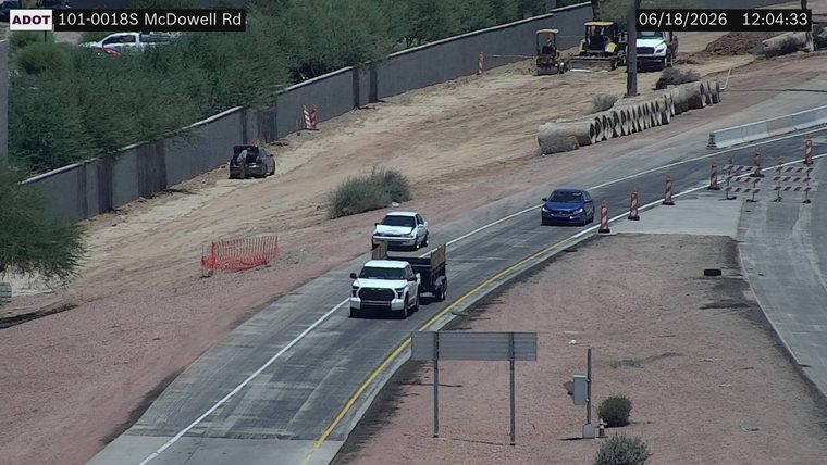 Construction cones and barriers in the right lane