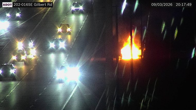 Fire on the right side of the roadway