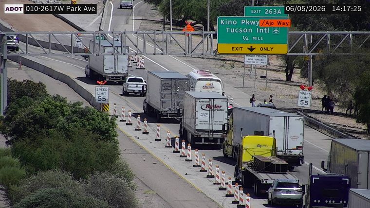 Construction cones and barriers in the right lane