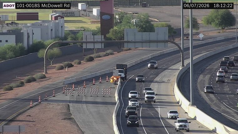 Construction cones and barriers in the right lane