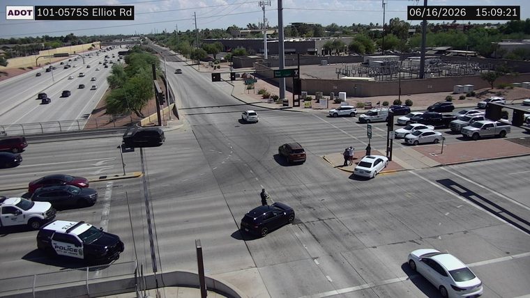 Police officer directing traffic in the intersection