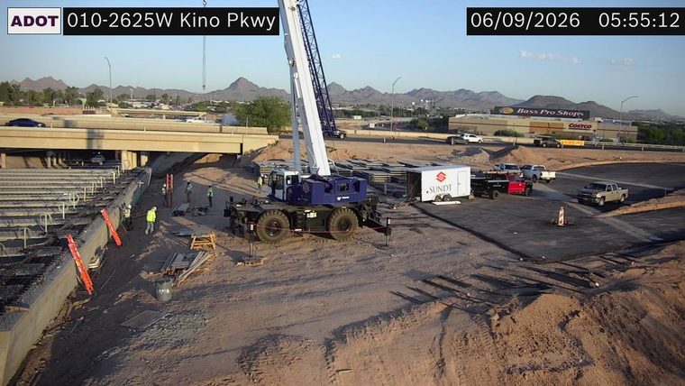 Construction activity with workers and equipment