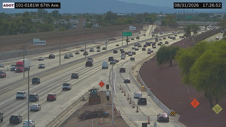 Construction cones and equipment in the right lanes