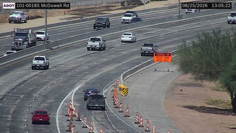 Construction cones and barriers in the right lane