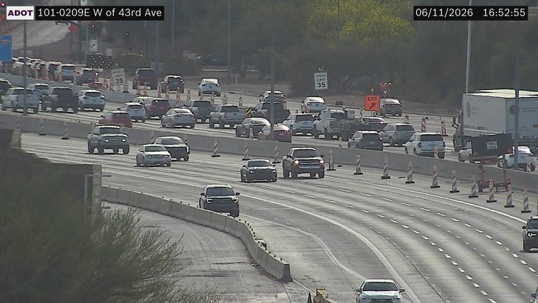 No incident — construction cones and barriers in multiple lanes