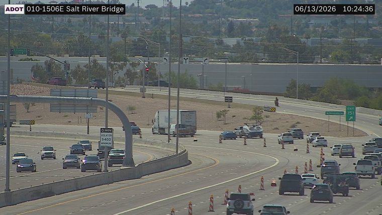 Construction cones and debris in the right lane
