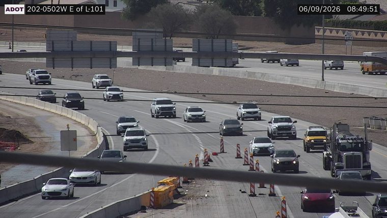 Construction cones and barriers in the right lane