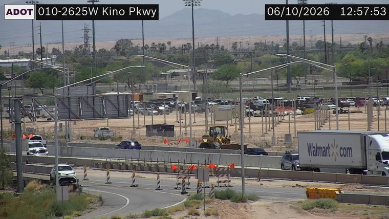 Construction cones and barriers in the right lane
