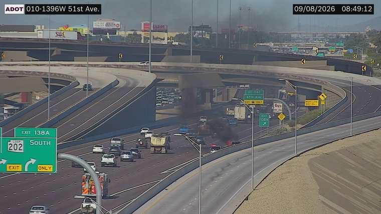 Vehicle fire in the right lane