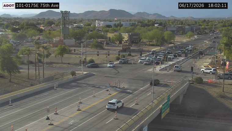 Construction cones and barriers in the roadway