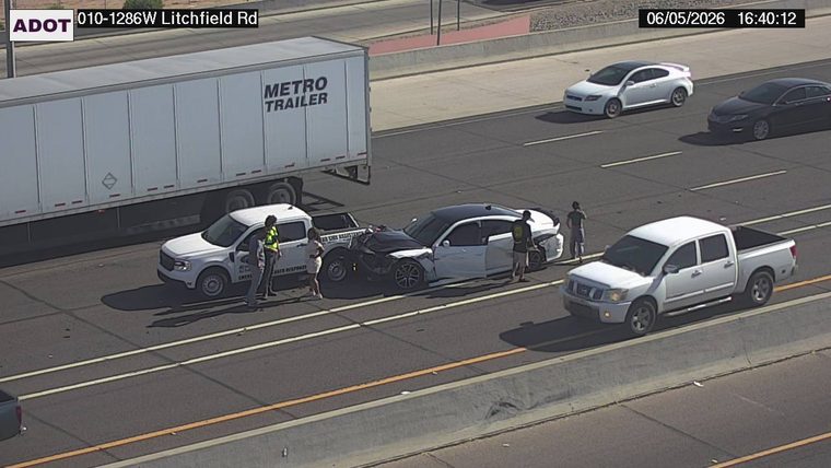 Two vehicles collided in the left lanes