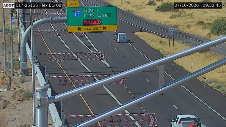 Fire truck on the right shoulder
