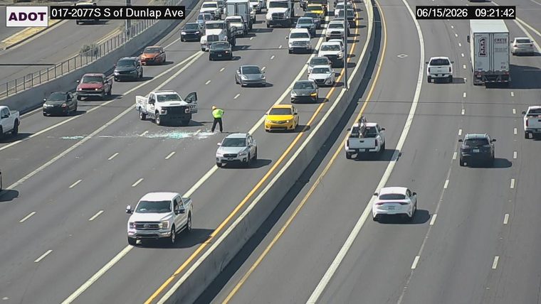 Glass debris in the right lane