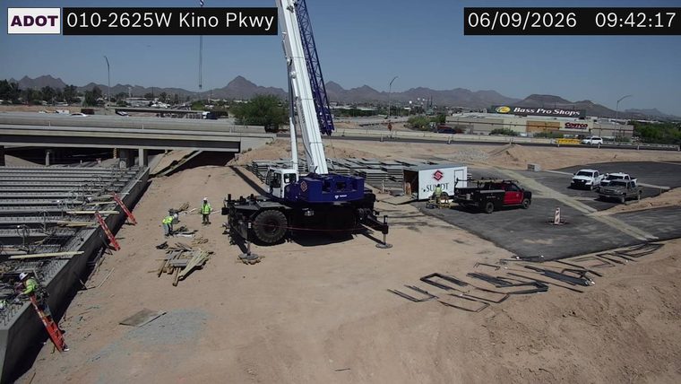Construction workers and equipment on site