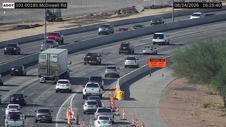 Construction cones and barriers in the right lane