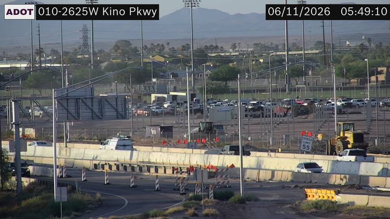 Construction cones and barriers in the right lane