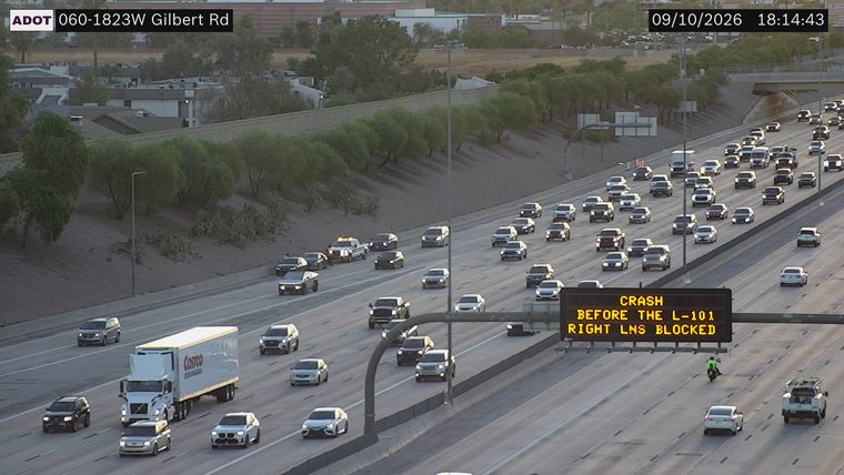 CRASH BEFORE THE L-101 RIGHT LNS BLOCKED sign is active