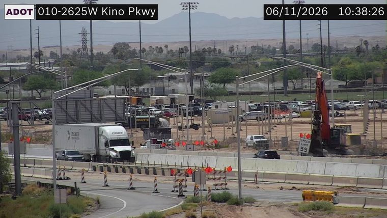 Construction cones and barriers in the right lane