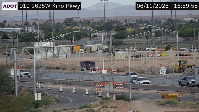 Construction cones and barriers in the right lane