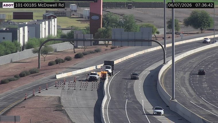 Construction cones and barriers in the right lane