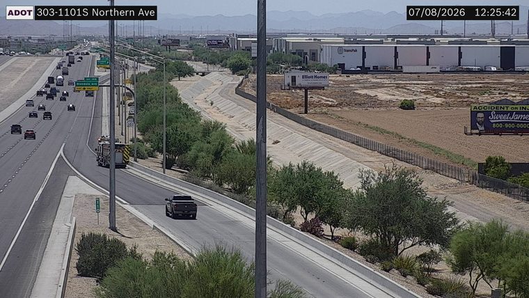Fire truck on the right shoulder