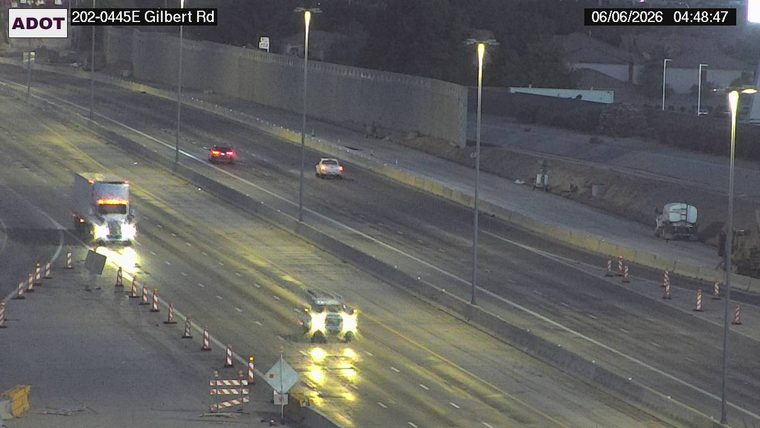 Construction cones and barriers in the left lane