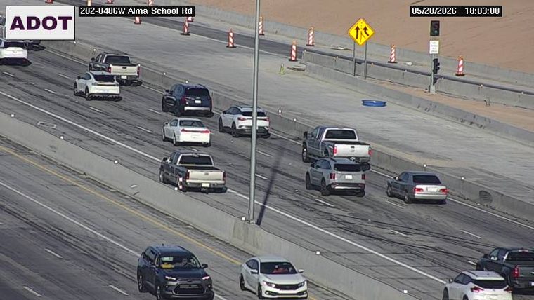 Construction cones and barriers in the right lane