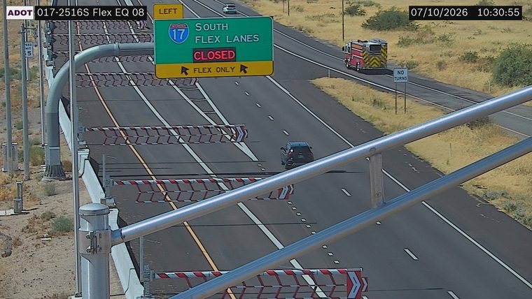 Fire truck on the right shoulder