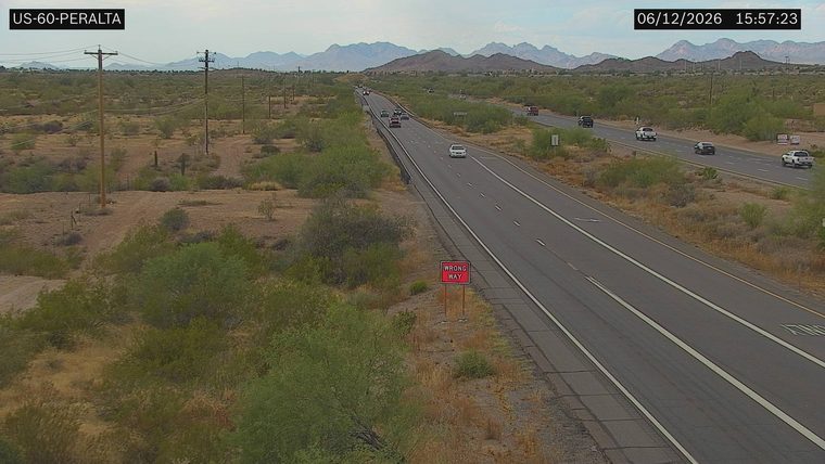 Wrong Way sign on the right shoulder