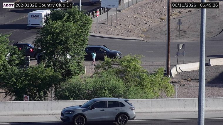 Person standing next to a dark SUV with its door open