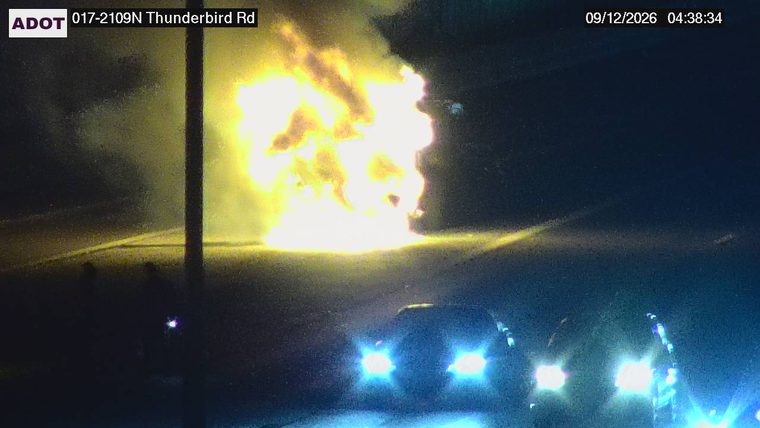 Large fire in the roadway