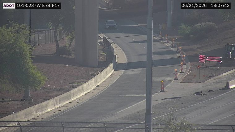 Construction cones and equipment in the right lane