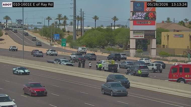 Fire truck and multiple people in the right lane