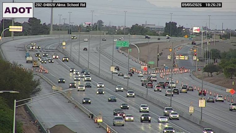 Construction cones and barriers in the right lanes