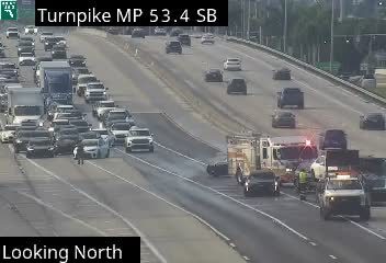Emergency vehicles and personnel on the Turnpike SB at MP 53.4.