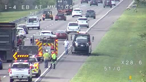 Fire truck and personnel on scene of a traffic incident on I-4 EB.