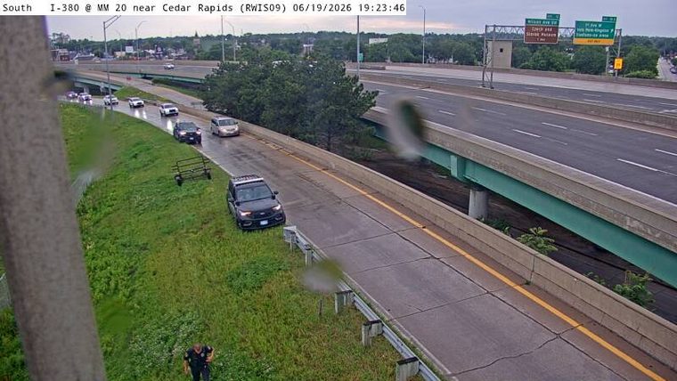 Police car on the right shoulder