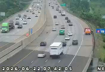 Fire truck with lights on the right shoulder
