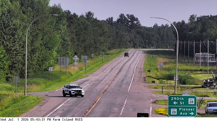 Police car on the right shoulder