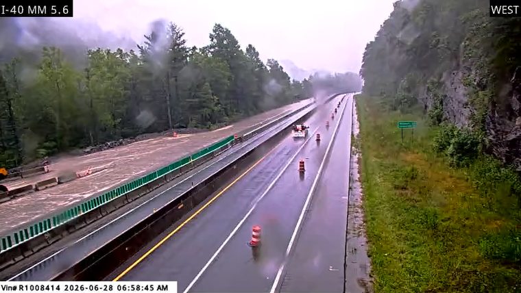 Flooding in the left lanes and shoulder