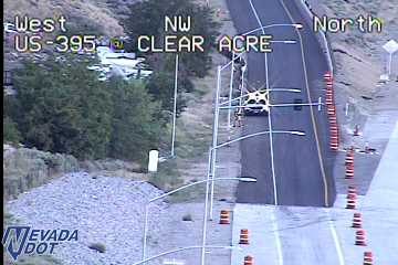 Construction cones and barriers in the right lane