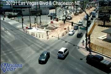 Construction cones and barriers in the roadway