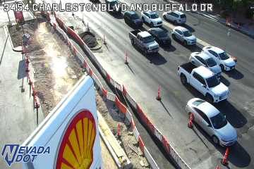 Construction zone with barricades and cones on the left side of the road